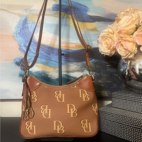 Dooney & Bourke Handbags - Dooney & Bourke Tan and Brown Monogram Shoulder Bag